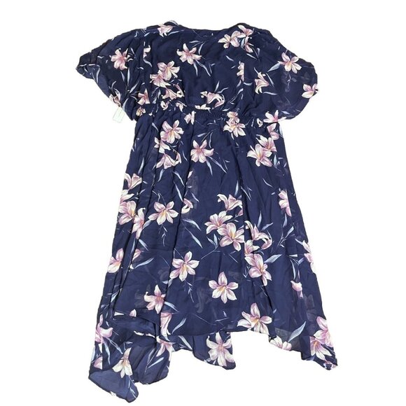 Lane Bryant Blue Floral Purple Dress Women’s Size 26 - Picture 11 of 12